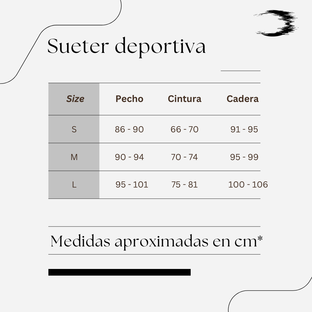 Guía de tallas - Dusk - Sueter deportivo